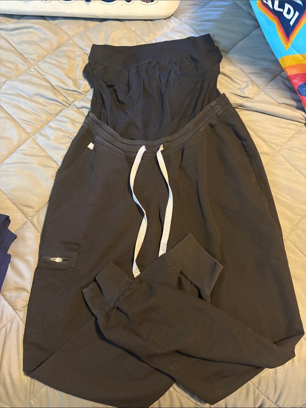 FIGS Black Maternity Jogger Pants with Drawstring Waist
